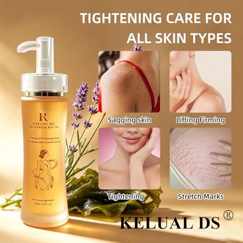 KELUAL DS Undaria Seaweed Extract Body Oil - Firming Hydrating with Seaweed & Botanical Oil, Clean Lightweight Hydration, Vegan & Cruelty-Free, Scented, Smooths Skin for Women, 120ml/4.06oz