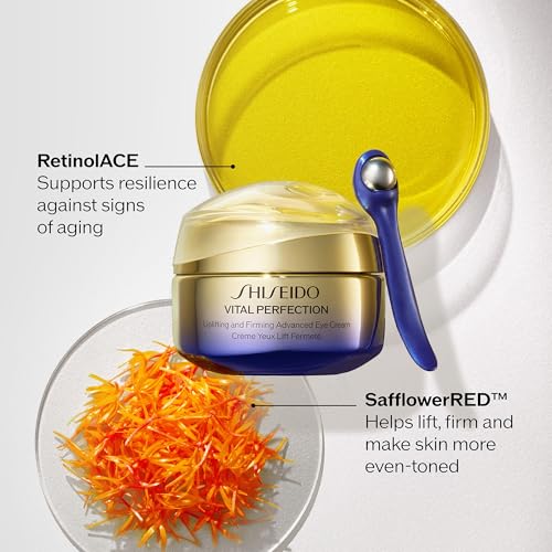 Shiseido Vital Perfection Uplifting and Firming Advanced Eye Cream - 15 mL - Improve Under-Eye Bags, Wrinkles & Dark Circles - Includes Exclusive Massage Roller Tool