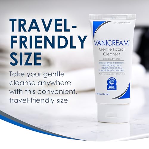 Vanicream Gentle Facial Cleaner, 2.5 Fl Oz, Formulated without Common Irritants for Sensitive Skin, Removes Makeup, Dirt & Excess Oils, Non-Comedogenic, pH-Balanced Face Wash
