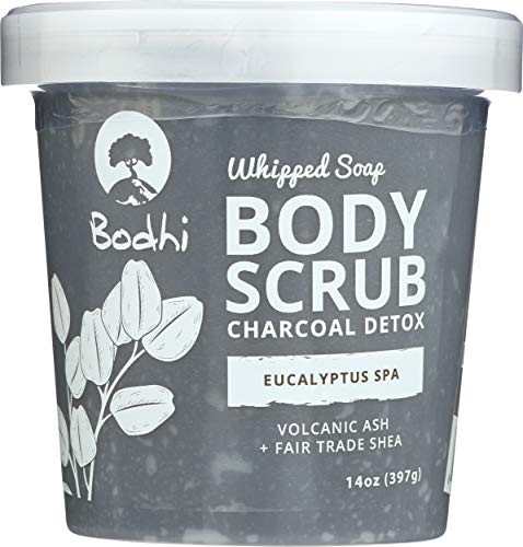 BODHI HANDMADE SOAP Eucalyptus Spa Charcoal Detox Whipped Soap Body Scrub, 14 OZ