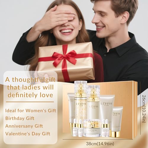 Anti Aging Skin Care Set - 10pcs - Face Skincare Kit with Collagen - Hydrating & Firming Skin, Include Toner, Serum, Lotion, Eye Cream, Face Cream, Korean -style Skincare Gift Sets for Women