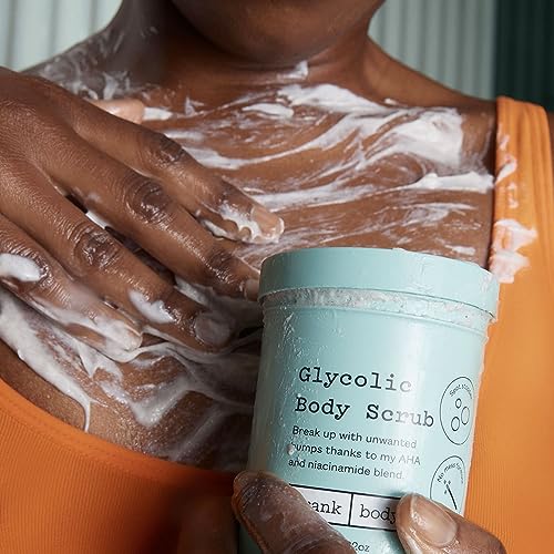 Frank Body Glycolic Body Scrub | Vegan, Cruelty Free, Exfoliating Body Scrub | Helps to Fight Breakouts and Soothes Skin & Marks with AHA, Pumice, Witch Hazel, and Niacinamide | 8.82 oz / 250 g