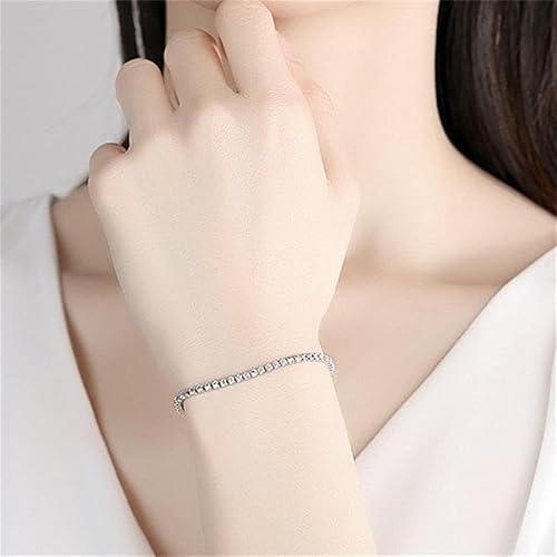 SHINEFLUX Round Moissanite Tennis Bracelet in 10K Gold, Adjustable, Ideal Wedding or Birthday Gift for Her (White, 10K Gold)
