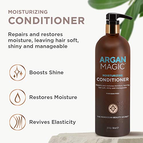 Argan Magic Moisturizing Conditioner - Detangle, Hydrate, and Repair Dry and Chemically-Damaged Hair Types | Nutrient-Rich, Paraben Free (32 oz)