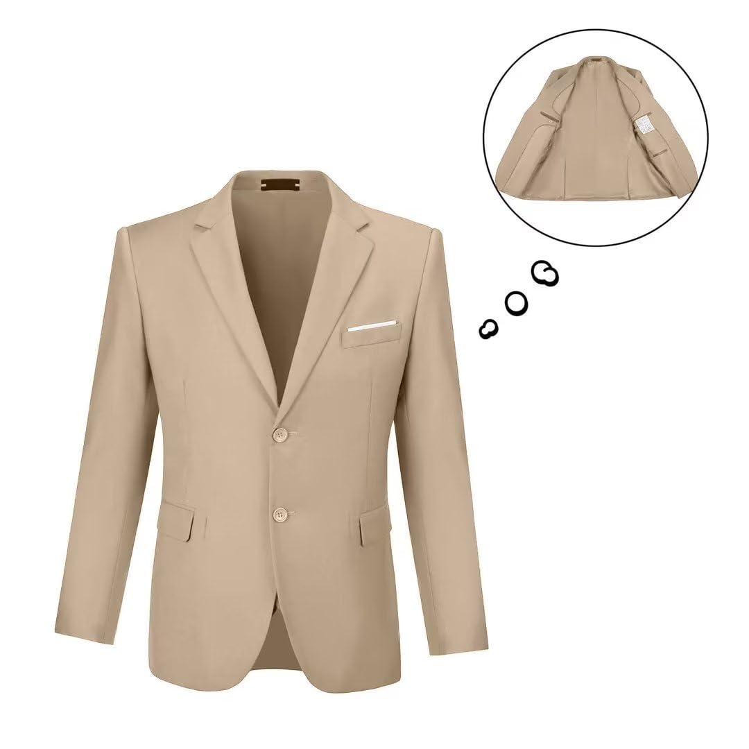 Formal Suits for Men Champagne Mens Suit 3 Pieces Tuxedo Suits Men's Wedding Dinner Suit Jacket Vest Pants Set Size M