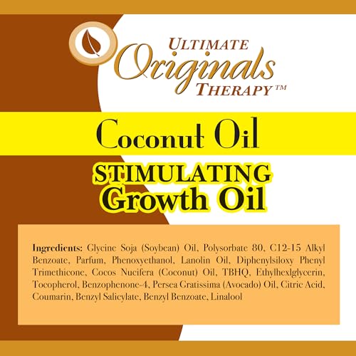 Originals by Africa's Best Therapy Coconut Oil Stimulating Growth Oil, Penetrates & Rejuvenates Hair, Skin and Nails For All Day Long Moisturizing and Conditioning, 4oz Bottle