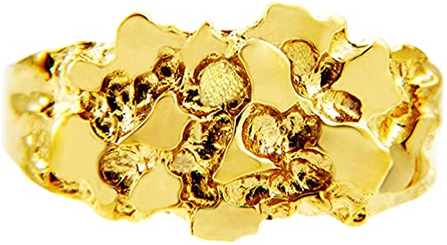 10K Yellow Gold Men's Nugget Ring - The Knight - Size 12