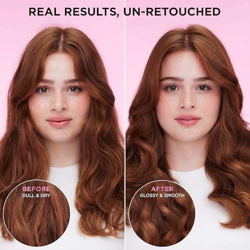 L’Oreal Paris Sulfate Free Glossing Shampoo and Conditioner Set with Glycolic Acid, Provides Intense Glass Shine & Smoothness, Suitable for Dull, Dry, and Color-Treated Hair, EverPure, 13.6 Fl Oz Set