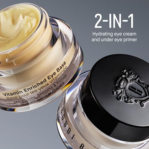 Bobbi Brown Vitamin Enriched Eye Base | 2-in-1 Hydrating Under-Eye Cream and Eye Makeup Primer for Concealer Prep with Hyaluronic Acid, Shea Butter & Vitamin C, 0.5 Fl Oz