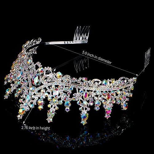 TOBATOBA AB Silver Tiaras and Crowns for Women Crystal Wedding Tiara for Bride Rhinestone Princess Tiara Queen Crown Halloween Costume Women Headpieces for Birthday Valentine Halloween Prom Pageant