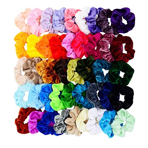Chloven 45 Pcs Velvet Hair Scrunchies Elastics Hair Bands for Women Girls