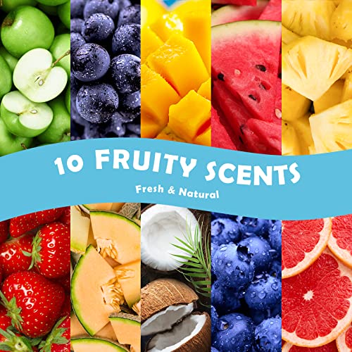 Fruity Fragrance Oil, Holamay Premium Fruit Essential Oils for Diffuser, Candle Soap Making Scents, 10x5ml, Coconut, Strawberry, Mango, Pineapple, More Home Diffusers Oil Scents, Summer Oils Gift Set