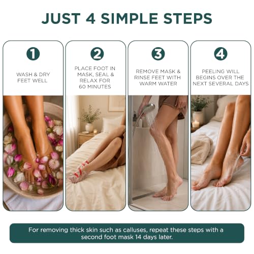 DERMORA Foot Peel Mask, Exfoliating Foot Peeling Mask, 2 Pairs, Original