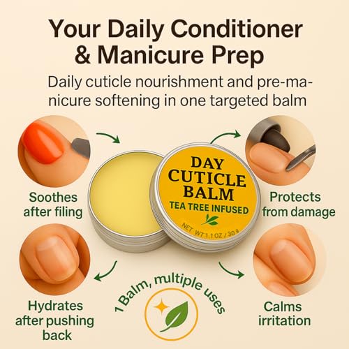 IMAXSHIP Tea Tree Oil Nail & Cuticle Balm - Cuticle Cream & Butter for Dry, Damaged Cuticles - Cuticle & Hang Nail Healing Treatment, Moisturizer & Softener, 1.1 OZ, 1 Pack