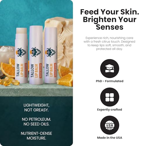 Tallowbourn Moisturizing Grass-Fed Beef Tallow Lip Balm 3pk – Sweet Orange