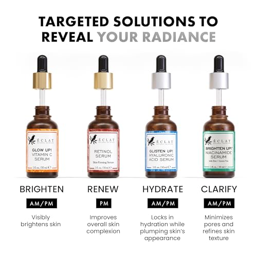 Eclat Skincare Hydrating Hyaluronic Acid Serum for Face – 2.5% Hyaluronic Acid + 3% B5, Green Tea & Jojoba Oil - Moisturizing & Plumping Formula for Radiant & Smoother Skin 1 Fl Oz
