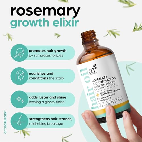 ArtNaturals Rosemary Oil for Hair Growth & Castor Oil Set, 4 oz, Women Men