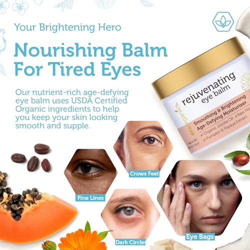 USDA Organic Eye Moisturizer Cream - Under Eye Balm for Puffiness & Lines