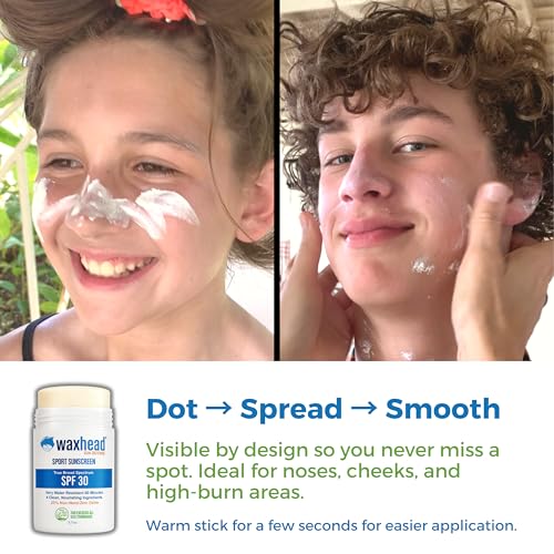 Waxhead Reef Safe Zinc Oxide Sunscreen Stick SPF 30, Face, Kids, Big 3.7oz