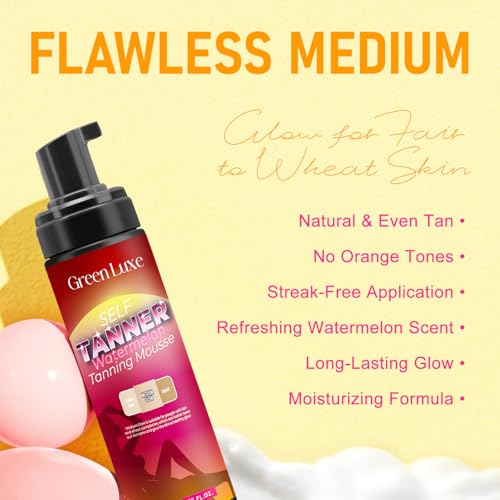 Self Tanner Mousse Mitt Kit – Medium Glow Watermelon Scent 6.76 fl. oz