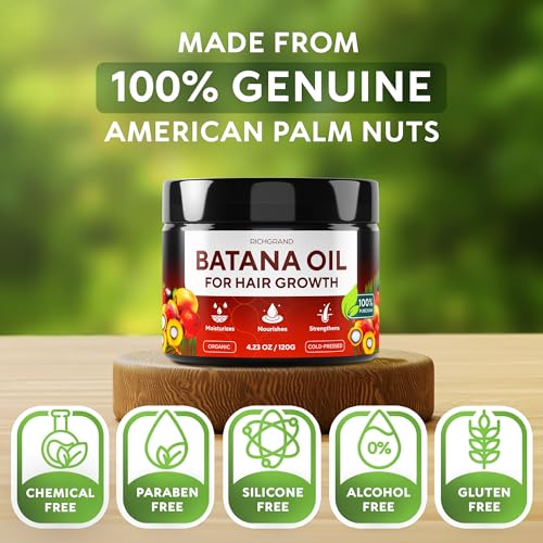Batana Oil for Hair Growth - 100% Raw & Organic Unrefined Batana Oil - Cold Pressed Hair Mask for Scalp Health, Thicker Hair & Split Ends Repair - Natural & Pure (4.23 oz)