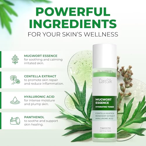 Caresilk Mugwort Essence,Hydrating Face Toner with Artemisia, Hyaluronic Acid, Centella Asiatica & Rosemary Extract - Deep Moisturizing Skin Care & Barrier Protection Face Mist - 150 ml