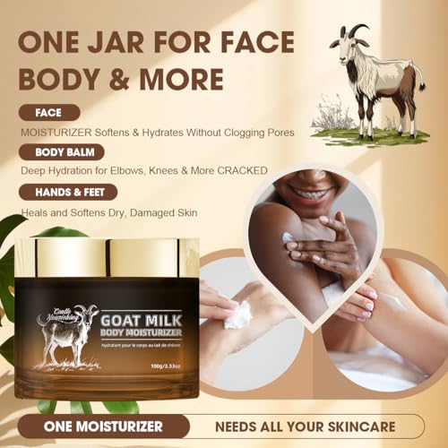 Bmrewax Goat Milk Lotion - Whipped Body Butter Cream with Goat Milk - Deeply Moisturizes, Softens Skin - Natural & Gentle for All Skin Types, 3.53 oz