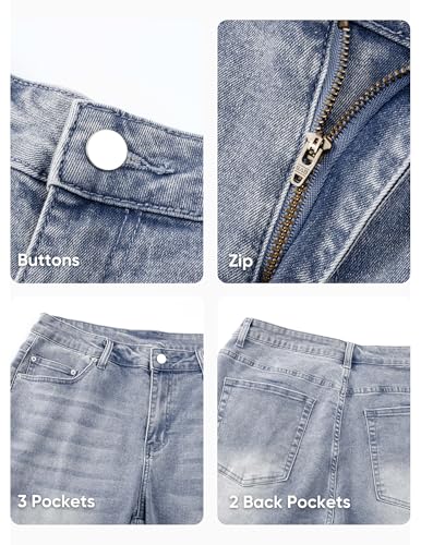 JMIERR Mens Denim Baggy Jeans Relaxed Fit Work Pants for Men Outdoor Casual Quiet Luxury Pants, L, Stone Blue