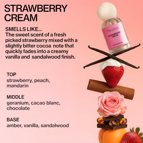 Pacifica Strawberry Cream Perfume for Women – Fruity Floral Eau de Parfum Spray with Strawberry, Vanilla, Jasmine & Sandalwood Notes, Long Lasting, Clean Beauty, 1 fl oz