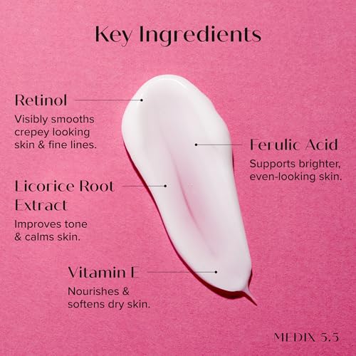 Medix 5.5 Retinol Body Lotion Firming Moisturizer | Crepey Skincare Treatment | Retinol Body Cream | Anti Aging Firming Cream For Women Targets Look Of Crepe Skin, Wrinkles, & Sagging Skin, 15 Fl Oz