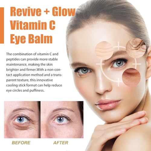 LOYOTICE 3Pcs Revive Glow Vitamin C Eye Balm, Hydrating Eye Cream, Glow Eye Balm Stick, Brightening and Reducing Dark Circle, Reduces Puffiness