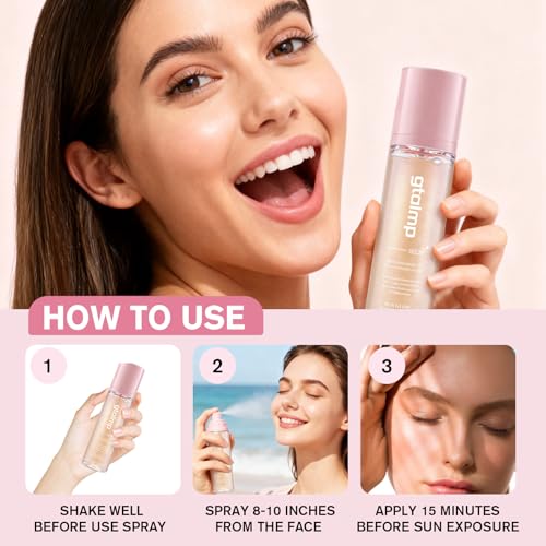 Glitter Sunscreen Spray SPF 50, Sheer Face & Body Setting Mist, 2.54 fl oz