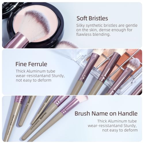 MAANGE Makeup Brushes 51 Pcs Makeup Kit, Multi-functional Makeup Tool Set with Makeup Brush Foundation Brush Make up Brushes Set Bag (Champagne)