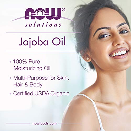 NOW Foods Solutions, Jojoba Oil, 100% Pure Moisturizing, Multi-Purpose Oil for Face, Hair and Body, 1-Ounce