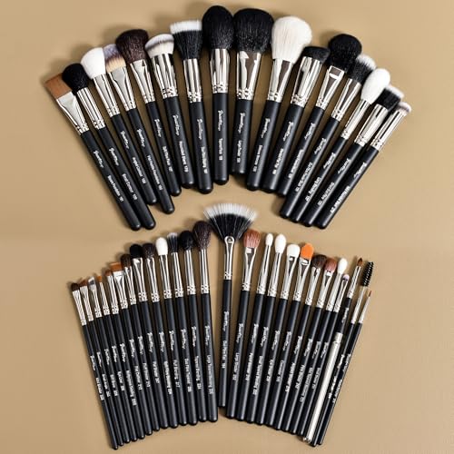 Bueart Design 42Pcs PRO Grade Makeup Brushes Set Ultra Soft (Black)