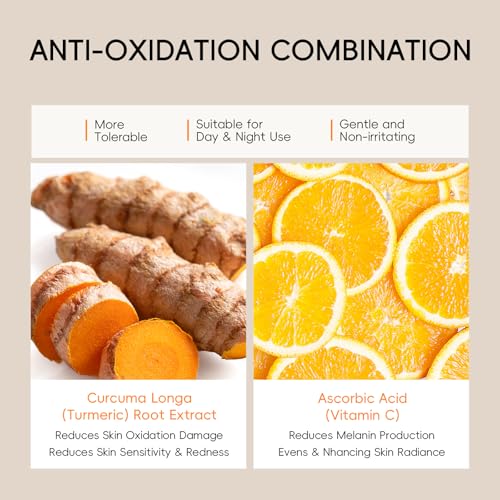 QUIYUM Turmeric Vit-C Skin Care Set, 7PCS Facial Skincare Routine for Women