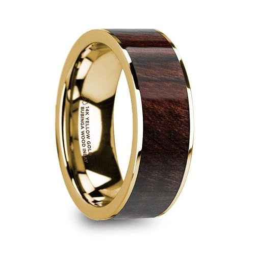 Thorsten Solon 14k Yellow Gold & Bubinga Wood Inlaid Men’s Size 11.5, 8mm