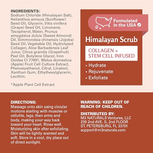 Exfoliating Himalayan Salt Scrub with Collagen & Stem Cells, 16 oz by M3