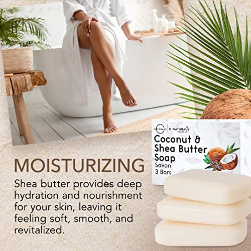 O NATURALS 3-Pack Organic Soap Bar 4oz each-100% Vegan Cold Process Body Wash Scented Premium Handmade Soap - Natural Soaps for Men Women, Face, Body - Coconut and Shea Butter - Mothers Day Gifts