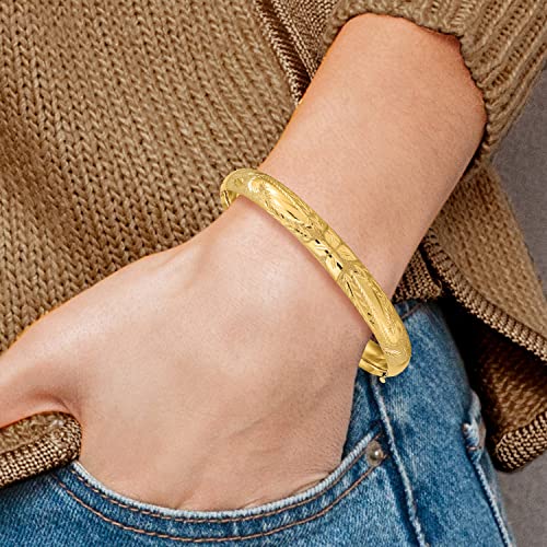 IceCarats 14K Solid Yellow Gold Hinged Bangle Bracelet, 7 inch