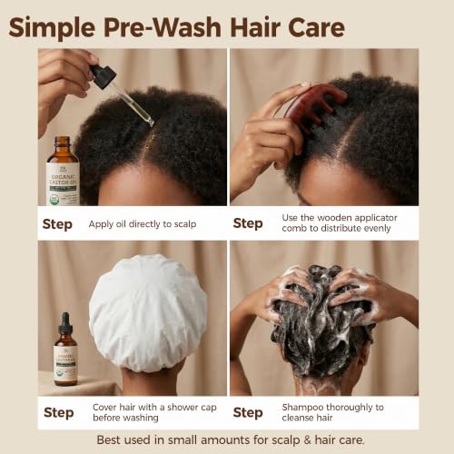 WM WESTERN MIRACLE Organic Cold Pressed Castor Oil with Lash & Scalp Care Kit, USDA Certified Pure Hexane Free Castor Oil for Brows, Lashes, Scalp & Nail Care, Amber Glass Bottle, 2 Fl Oz (Pack of 1)