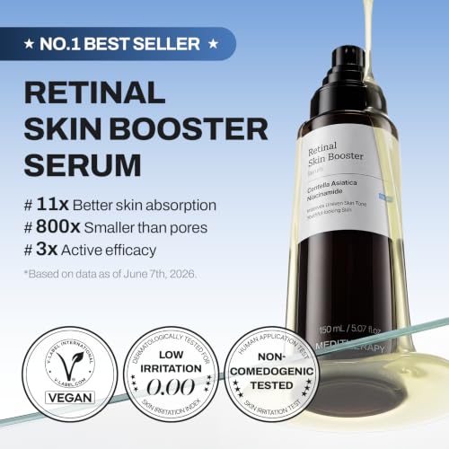 MEDITHERAPY Retinal Skin Booster Serum 5.07 fl oz | Retinaldehyde, Niacinamide, Cica | Korean Hydrating Face & Body Serum for Dull, Uneven Skin, All Skin Types, K-Beauty