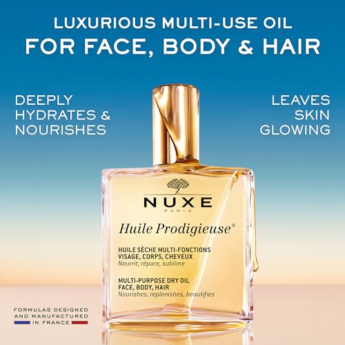 NUXE Huile Prodigieuse Multi-Purpose Dry Body Oil, Skin & Hair, 1.6 Fl Oz