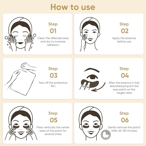 Bukamkom 20Pcs/10Pairs Under Eye Patches Gold for Dark Circles, Puffy Eyes, and Wrinkles, 24K Gold Eye Mask for Face, Eye Cream for Men and Women