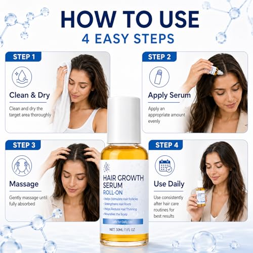 Hair Growth Serum Roll On 30ml with Rosemary Oil Redensyl AnaGain Fast Absorbing Scalp Care Hair Growth Serum Roll On for Thinning Hair and All Types