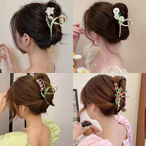 6 Pcs Hair Claw Clips for Women 4.3 Inch Large Strong Butterfly Flower Claw