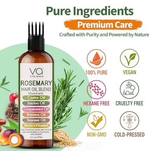 Blend Of Pure Rosemary Oil For Hair Growth 6 Fl Oz With Castor, Batana Oil