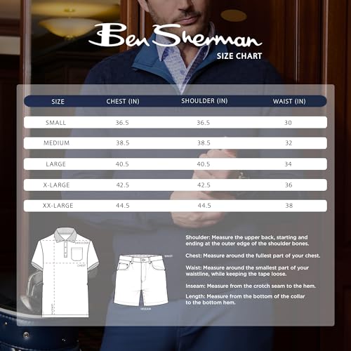 Ben Sherman Men's Performance Golf Shirts– Stretch, Extra Soft Fabric, Moisture-Wicking, Odor Resistant, Coral, X-Large