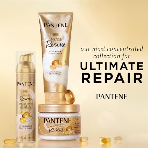 Pantene Miracle Rescue Deep Conditioner with Melting Pro-V Pearls - For Dry, Damaged, or Color-Treated Hair - Intense Moisture & Repair - 8.0 Oz