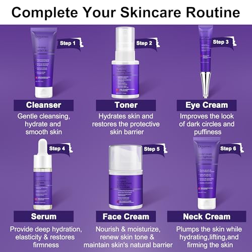 Skin Care Set,6Pcs Tighten, Lift, Firm, Hydrate & Radiant Facial Skincare